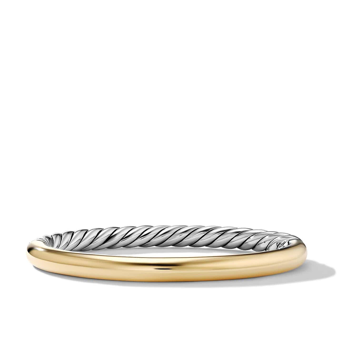 Sculpted Cable and Smooth Bangle Bracelet with 18K Yellow Gold Sterling Silver, Long's Jewelers