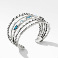Stax Narrow Cuff Bracelet with Hampton Blue Topaz and Diamonds