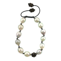 Sterling Silver with Pearls and Champagne Diamond Bracelet