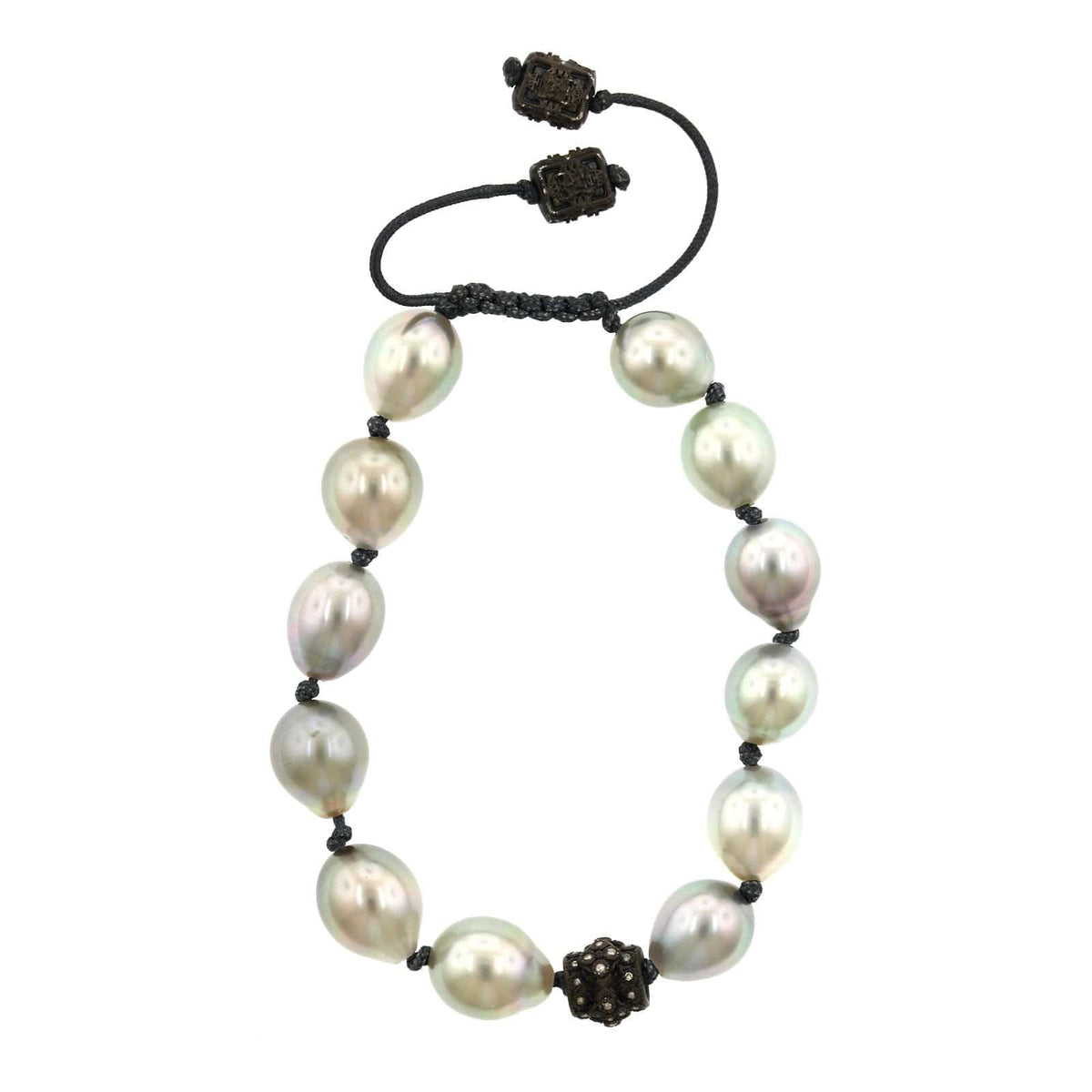 Sterling Silver with Pearls and Champagne Diamond Bracelet