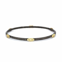 Sterling Silver and 18K Yellow Gold Diamond Bangle
