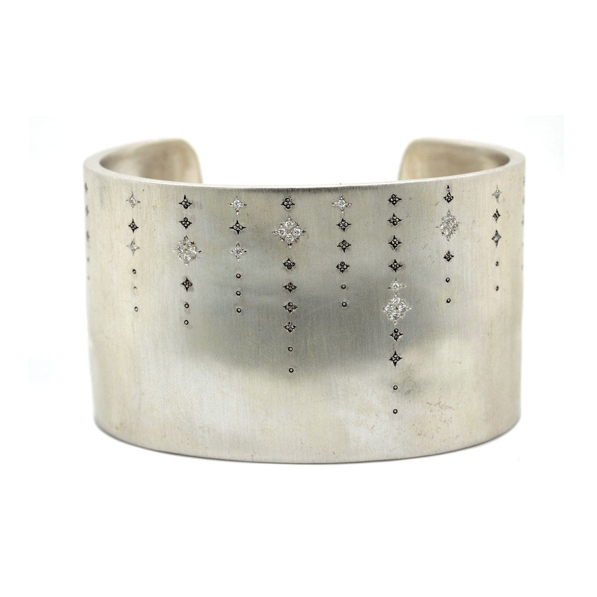 Adel Chefridi Sterling Silver Shooting Star Wide Diamond Cuff Bracelet