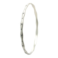Adel Chefridi Sterling Silver Wavy Diamond Bangle Bracelet