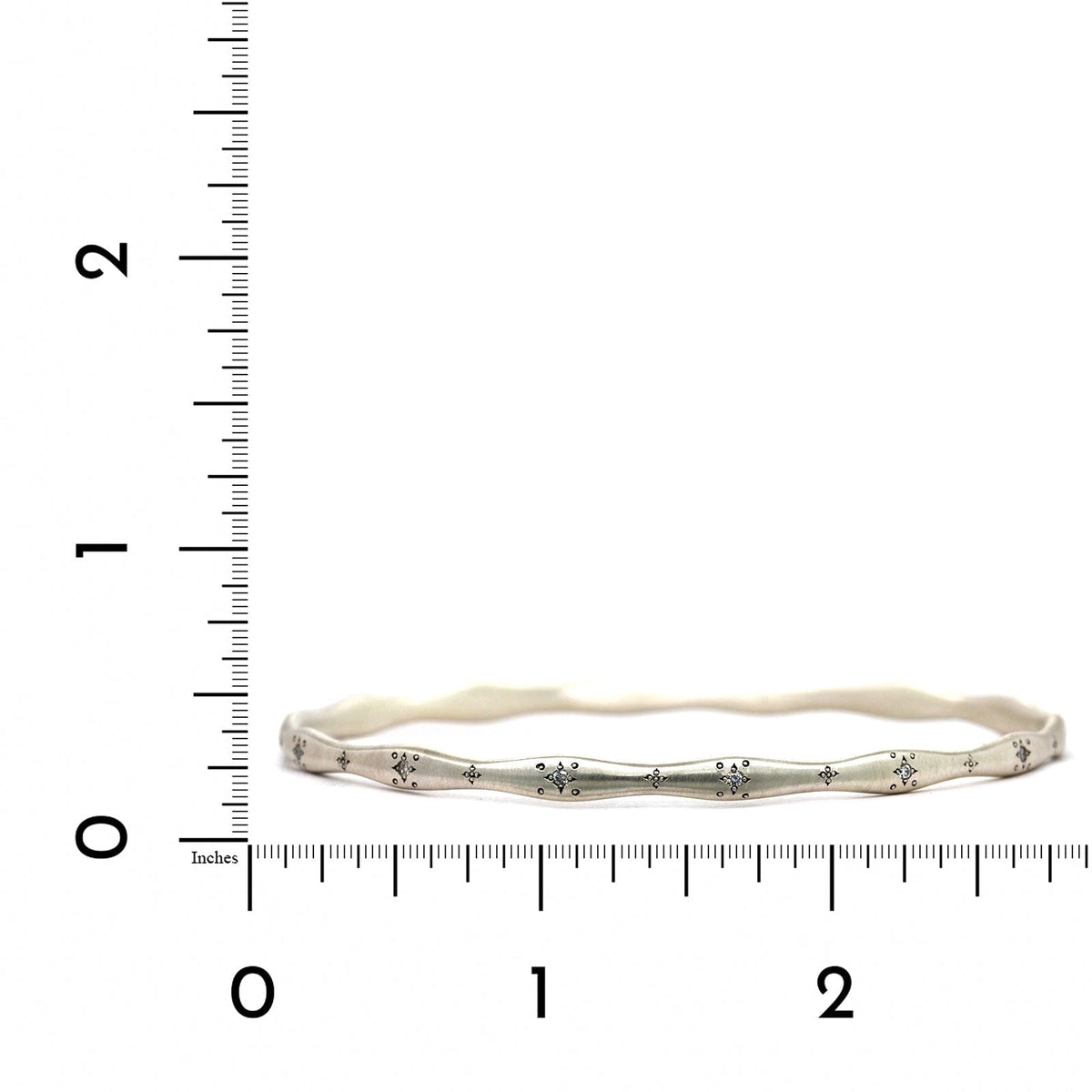 Adel Chefridi Sterling Silver Wavy Diamond Bangle Bracelet