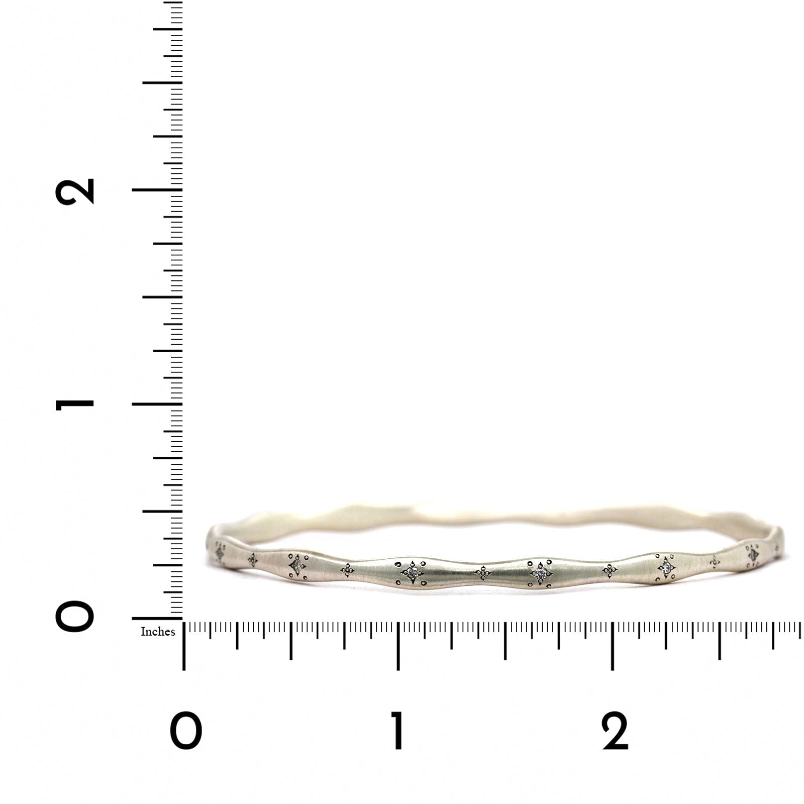 Adel Chefridi Sterling Silver Wavy Diamond Bangle Bracelet