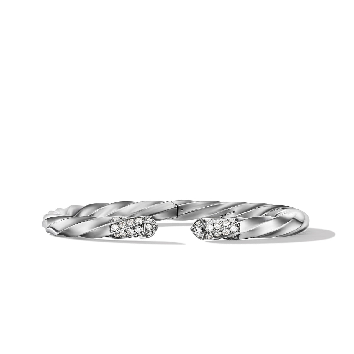 Cable Edge Bracelet in Recycled Sterling Silver with Pavé Diamonds, Long's Jewelers