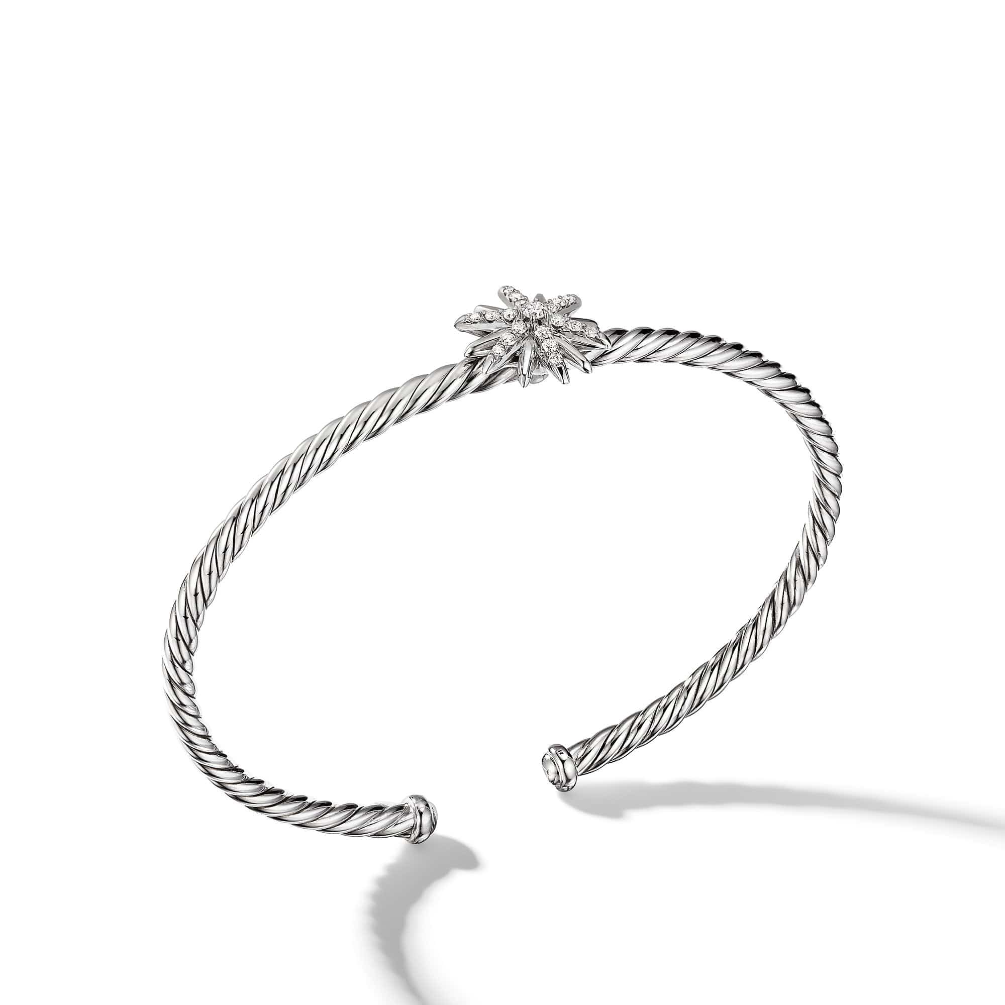 Starburst Center Station Bracelet with Pavé Diamonds, Sterling Silver, Long's Jewelers