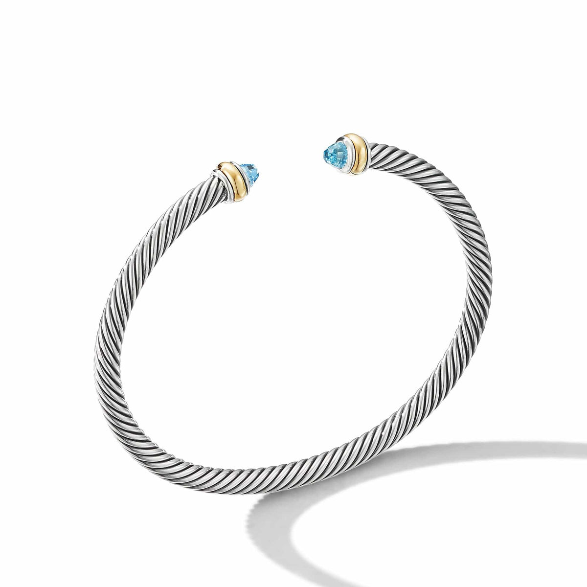 Cable Classic Bracelet with Blue Topaz and 18K Yellow Gold, Long's Jewelers