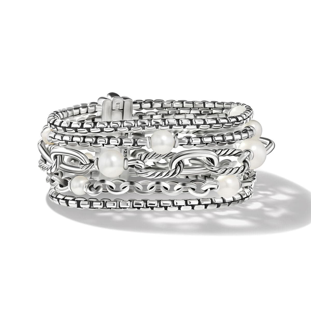 DY Madison® Pearl Multi Row Chain Bracelet in Sterling Silver