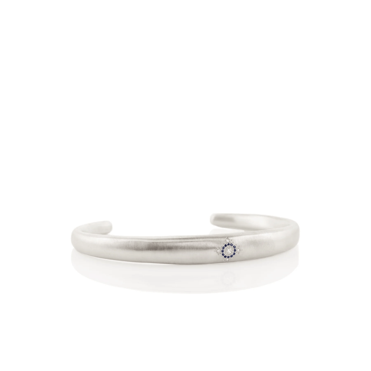 Sterling Silver Sapphire Diamond Cuff Bracelet, Sterling Silver Sapphire Diamond Cuff Bracelet, Long's Jewelers