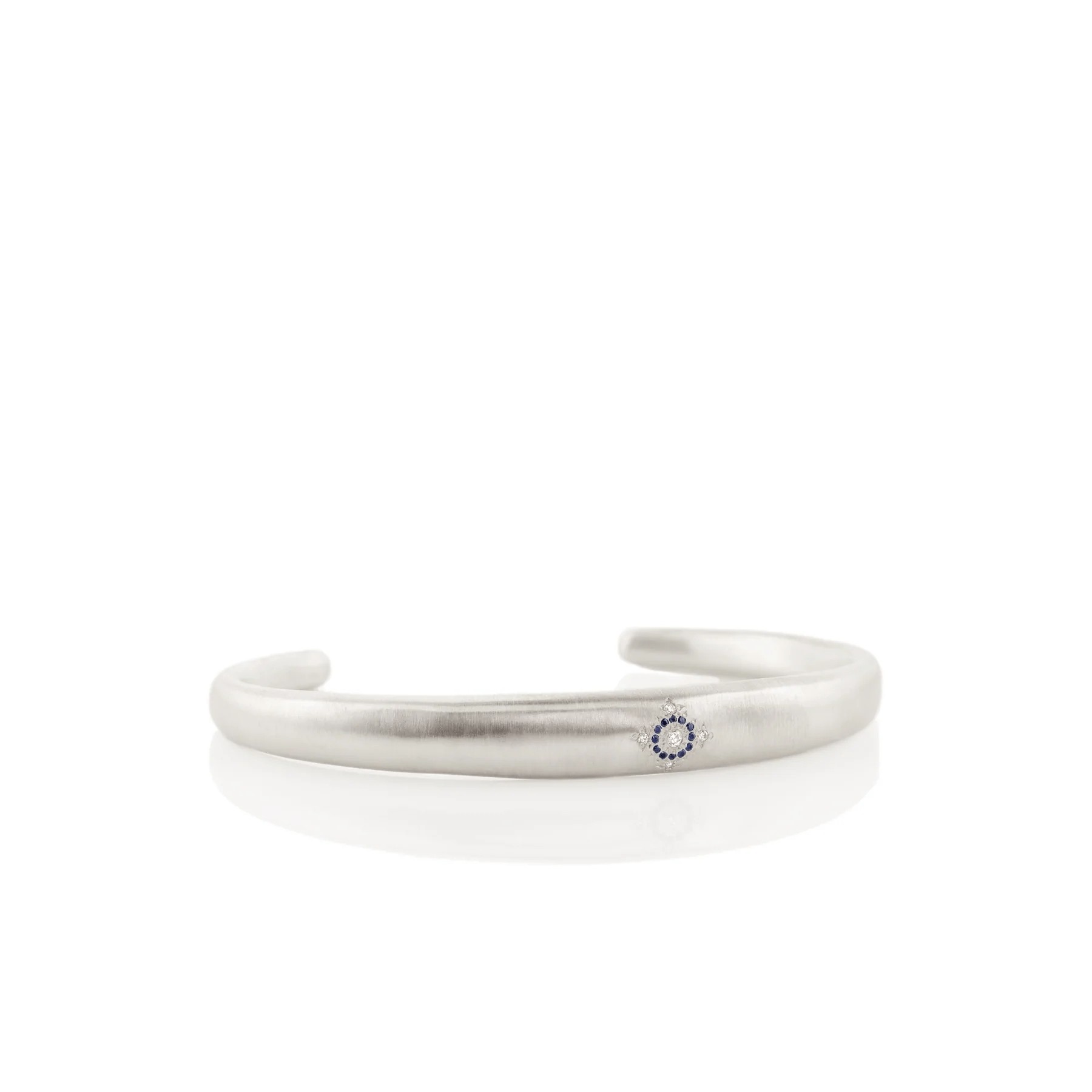 Sterling Silver Sapphire Diamond Cuff Bracelet, Sterling Silver Sapphire Diamond Cuff Bracelet, Long's Jewelers