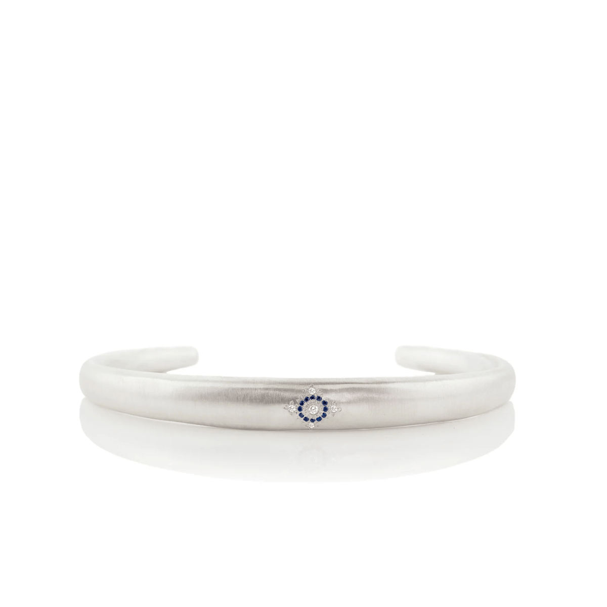 Sterling Silver Sapphire Diamond Cuff Bracelet, Sterling Silver Sapphire Diamond Cuff Bracelet, Long's Jewelers