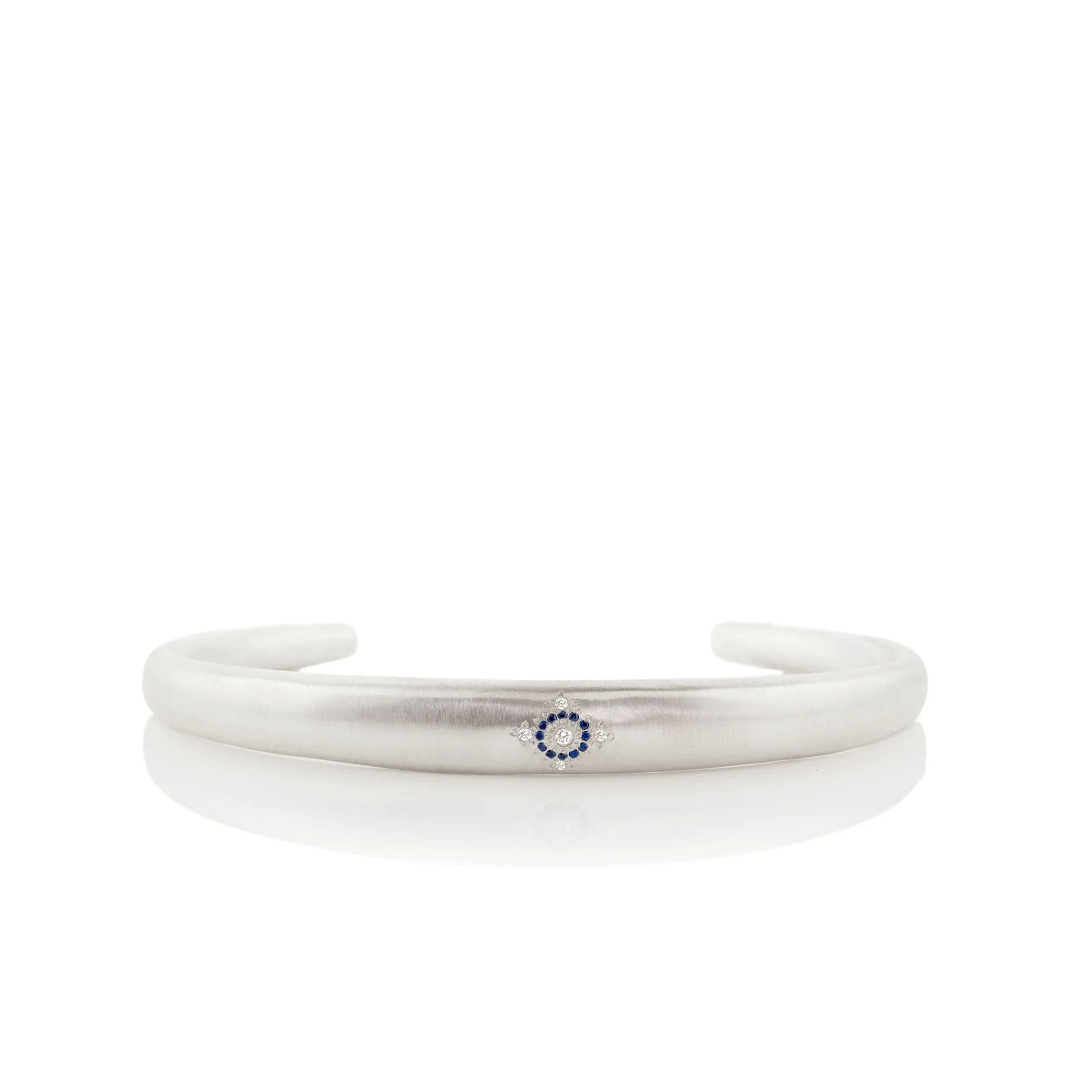 Sterling Silver Sapphire Diamond Cuff Bracelet, Sterling Silver Sapphire Diamond Cuff Bracelet, Long's Jewelers