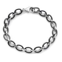 Sterling Silver and Black Ceramic Link Bracelet