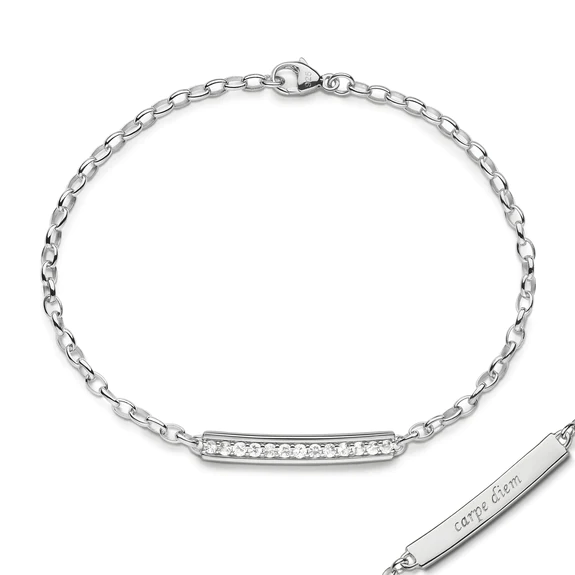 Sterling Silver White Sapphire Bar Bracelet