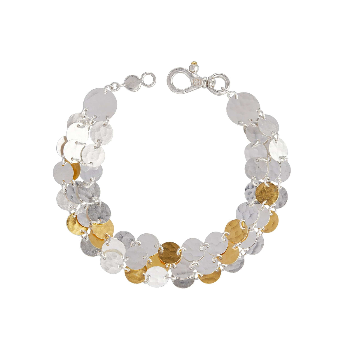 Sterling Silver and 24K Yellow Gold Triple Strand Lush Bracelet, Long's Jewelers