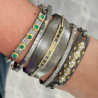 Sterling Silver Green Tourmaline Wide Cuff Bracelet, Sterling silver and 18k yellow gold', Long's Jewelers
