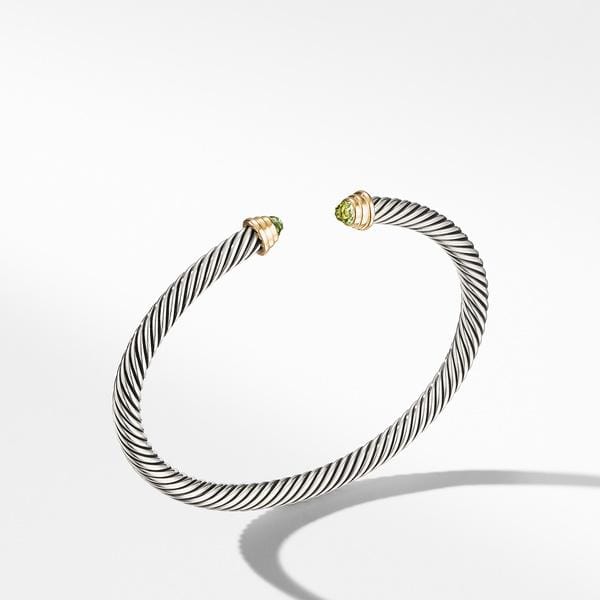 Cable Kids® Birthstone Bracelet with Peridot and 14K Gold, 4mm