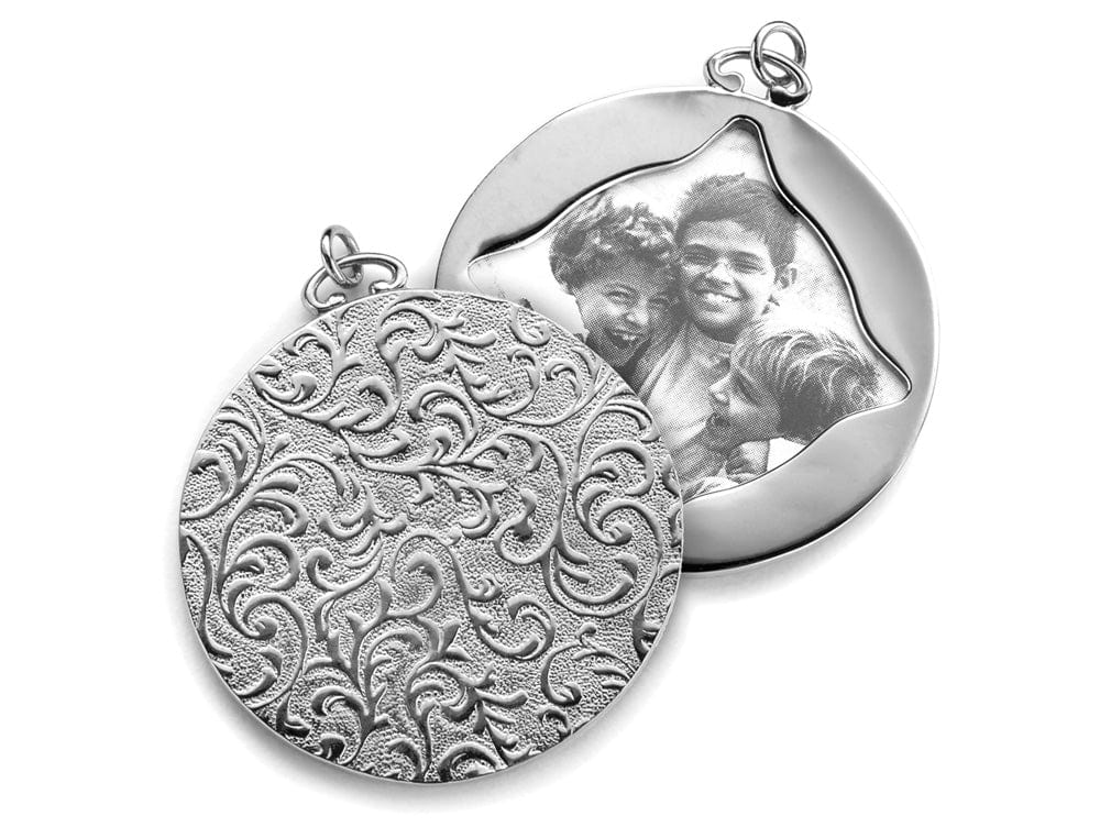 Sterling Silver Half Locket with Vine Pattern Charm