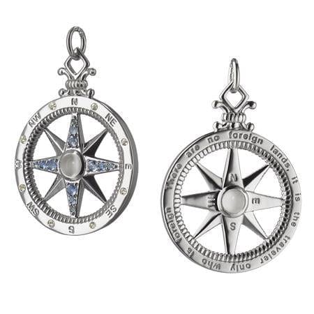 Sterling Silver Moonstone and Blue Sapphire Compass Charm