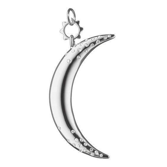 Sterling Silver "Dream" Moon Charm with White Sapphires