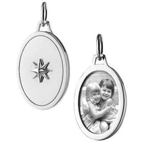 Sterling Silver Oval Star Locket Charm