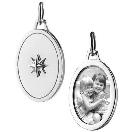 Sterling Silver Oval Star Locket Charm