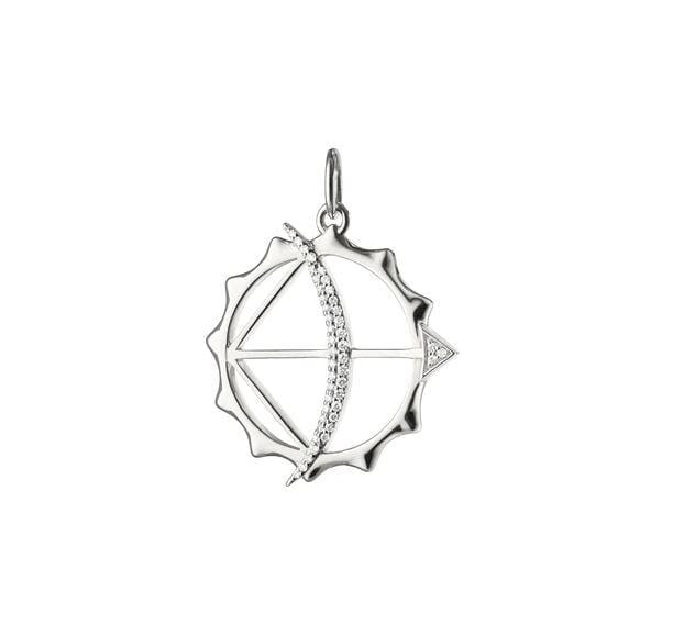 Sterling Silver Apollo Bow White Sapphire Charm