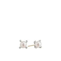 Small Pearl Earrings with Diamonds