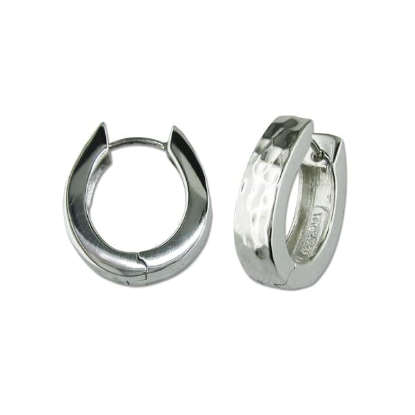 Sterling Silver Oblong Sahara Hoop Earrings