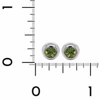 Sterling Silver Peridot Bezel Set Stud Earrings