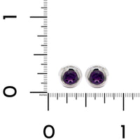 Sterling Silver Amethyst Bezel Set Stud Earrings