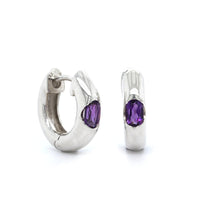 Sterling Silver Amethyst Huggie Earrings