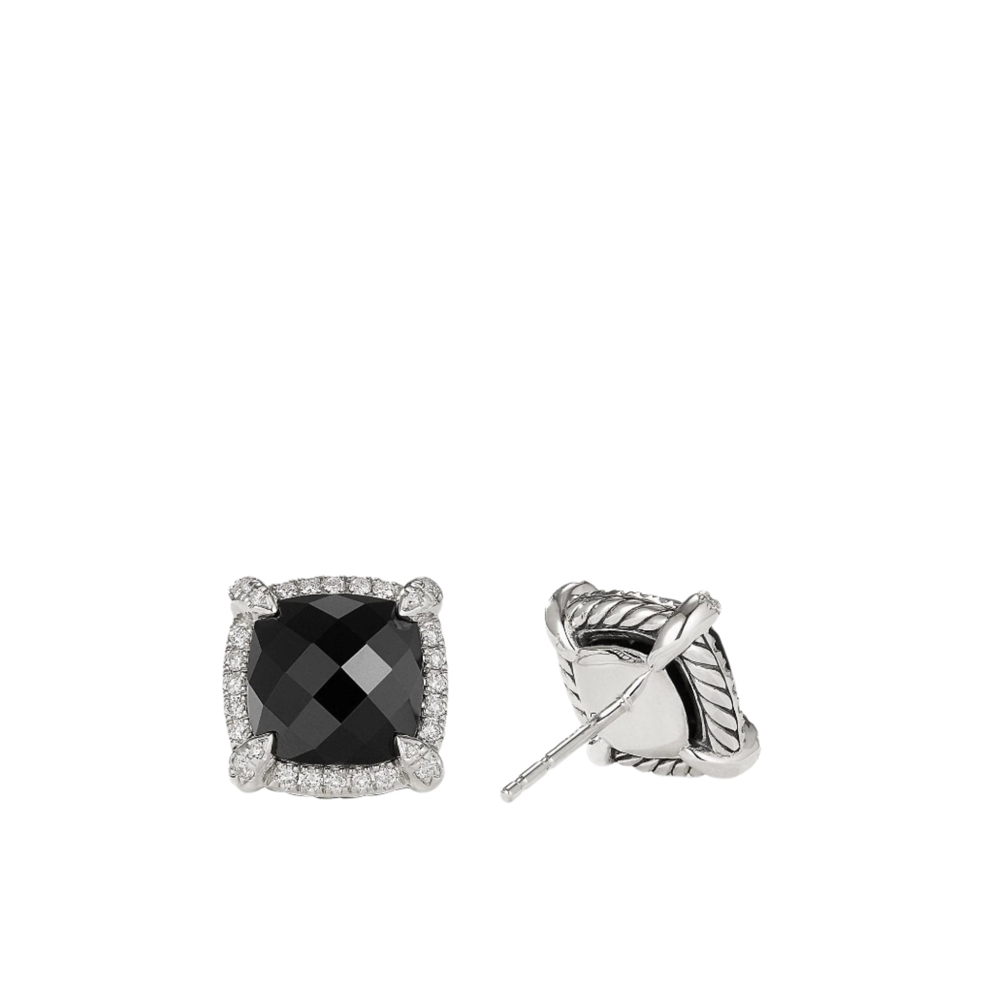 Chatelaine® Pavé Bezel Earring with Black Onyx and Diamonds mm