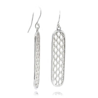 Sterling Silver Long Rectangle Weave Drop Earrings