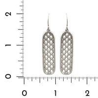 Sterling Silver Long Rectangle Weave Drop Earrings