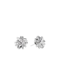 Crossover Earrings with Diamonds, 11mm