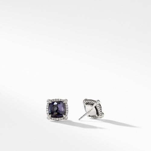 Chatelaine® Pavé Bezel Earring with Black Orchard and Diamonds, 9mm