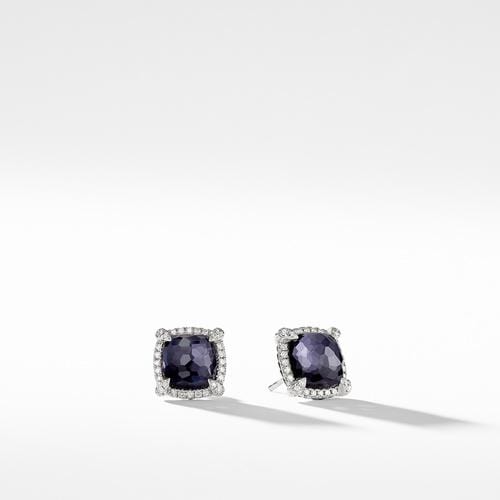 Chatelaine® Pavé Bezel Earring with Black Orchard and Diamonds, 9mm