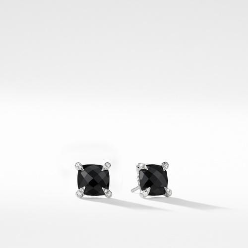Chatelaine® Stud Earrings with Black Onyx and Diamonds, 9mm