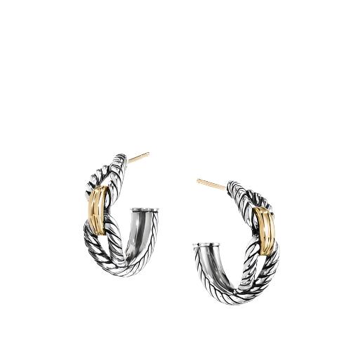 Cable Loop Hoop Earrings with 18K Gold