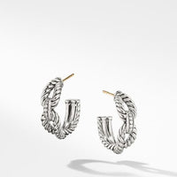 Cable Loop Hoop Earrings with Diamonds