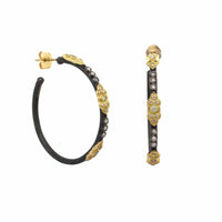 Sterling Silver and 18K Yellow Gold Diamond Hoop Earrings