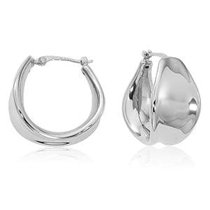 Sterling Silver Concave Graduated Hoop Earrings