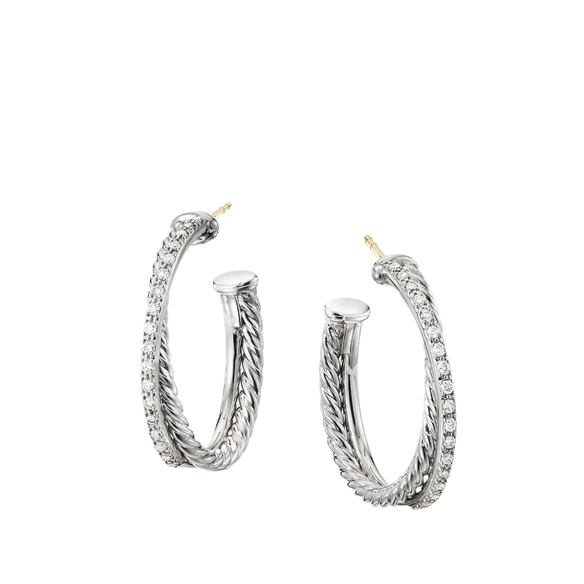 The Crossover Collection® Medium Hoop Earrings with Diamonds