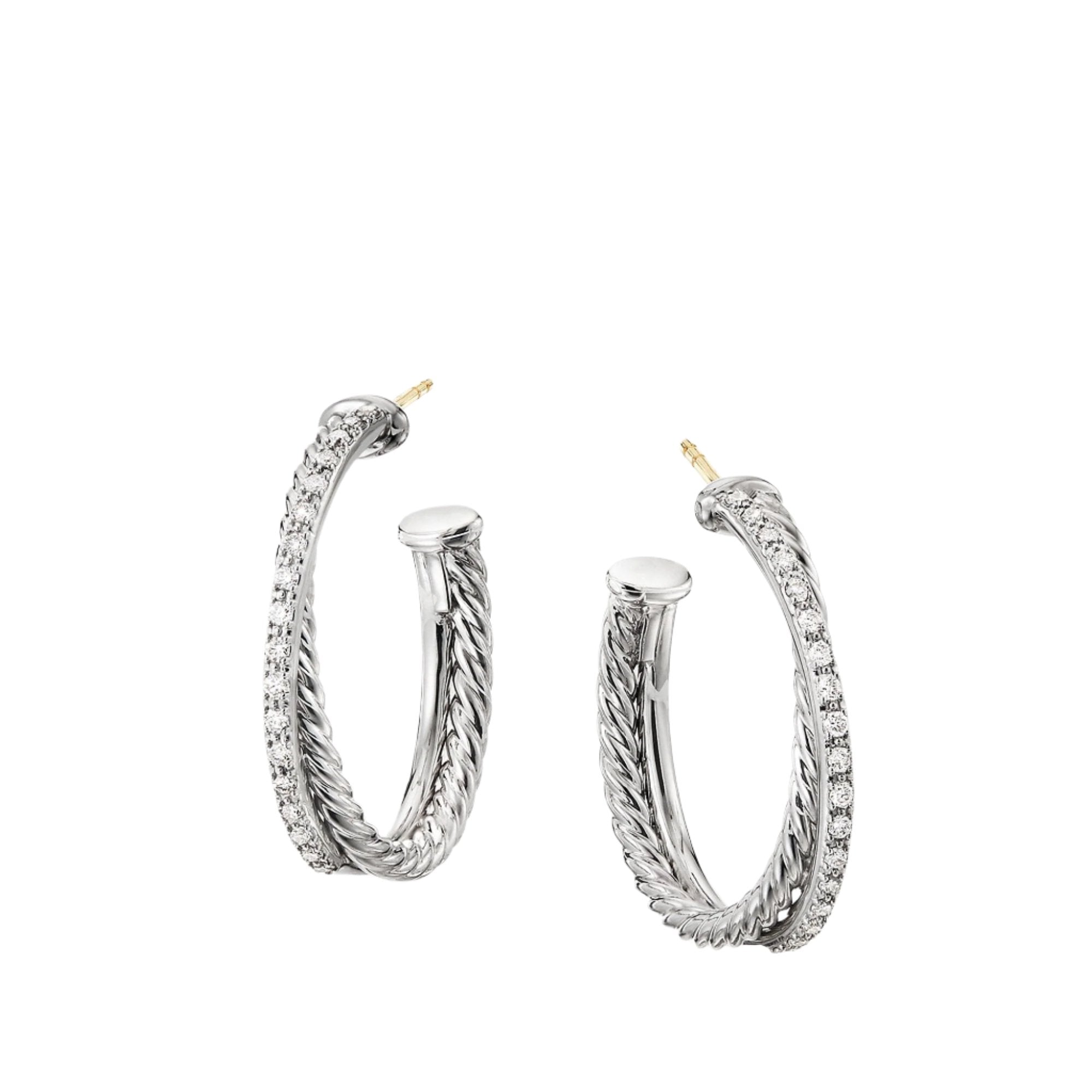 The Crossover Collection® Medium Hoop Earrings with Diamonds
