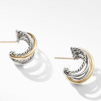 Crossover Huggie Hoop Earrings with 18K Yellow Gold