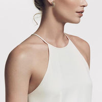 Crossover Huggie Hoop Earrings with 18K Yellow Gold