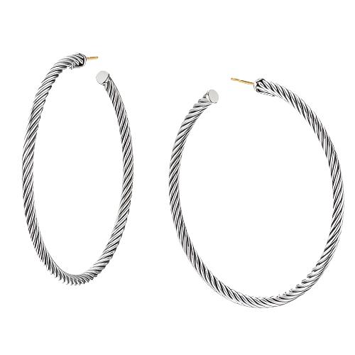 Large Cable Hoop Earrings