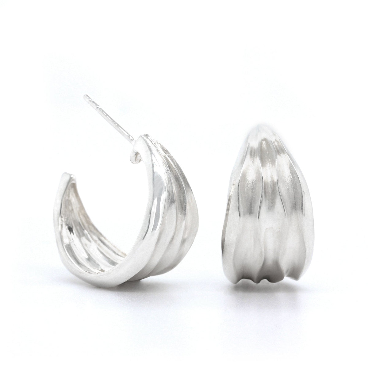 Sterling Silver Wave Hoop Earrings